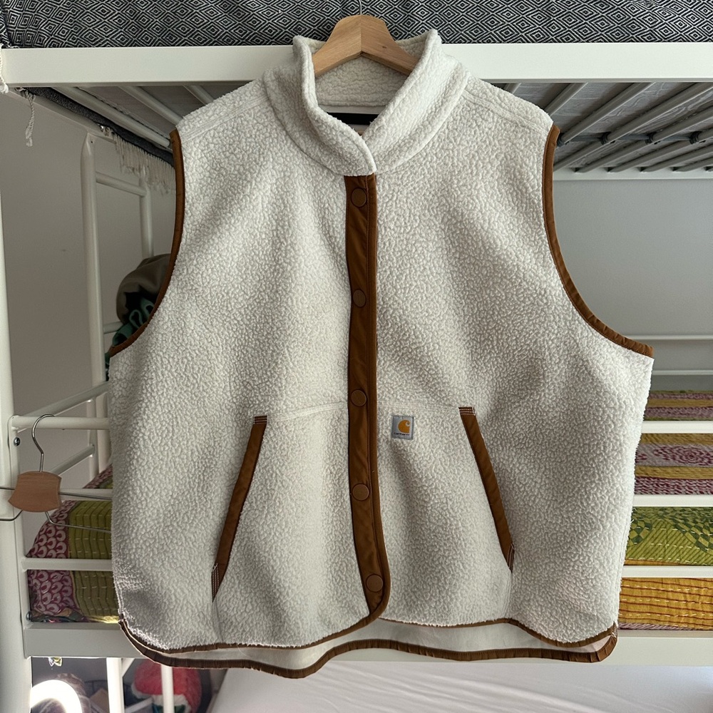 CARHARTT WOMEN'S RELAXED FIT SHERPA FLEECE PULLOVER SNAP VEST [OV4995-W] (XXL)